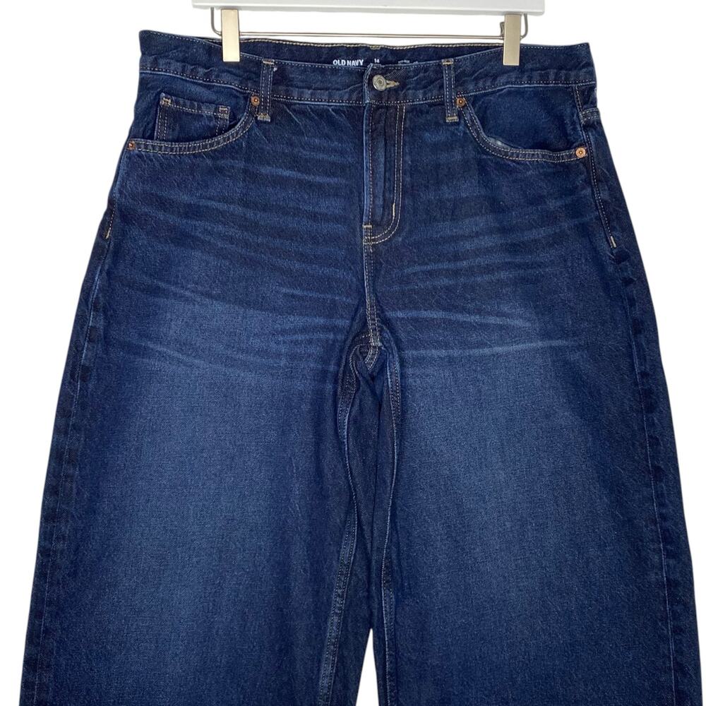 Old Navy Baggy Wide Leg Jeans Dark Wash Mid Rise Sz 14 Petite Skater Streetwear - Picture 6 of 13
